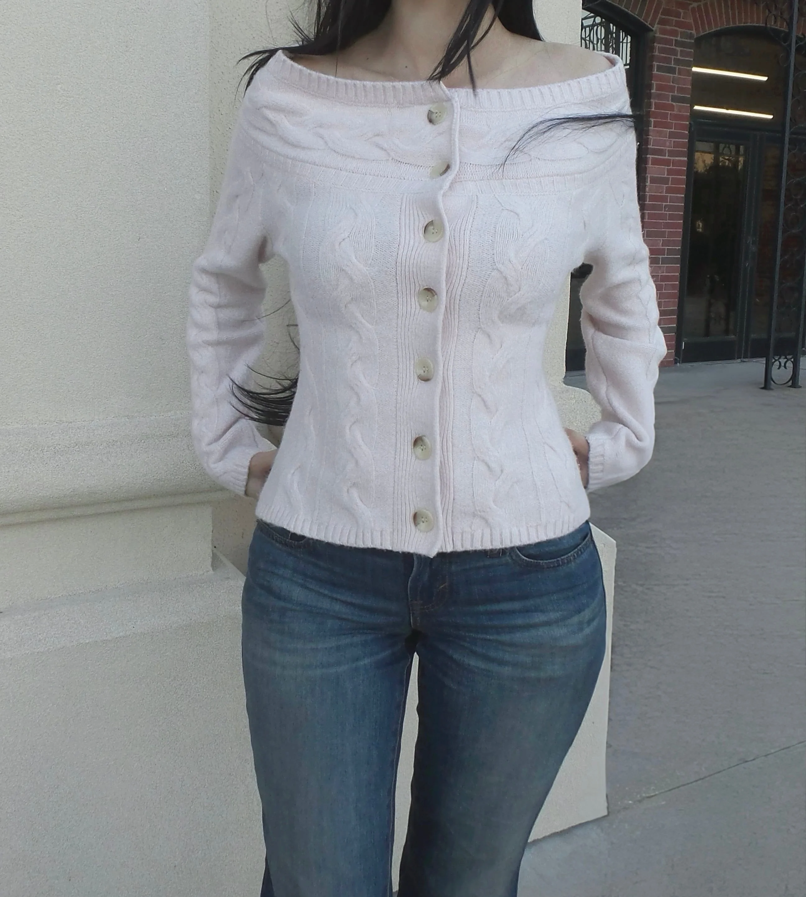 Light Pink Off The Shoulder Sweater - Image 3