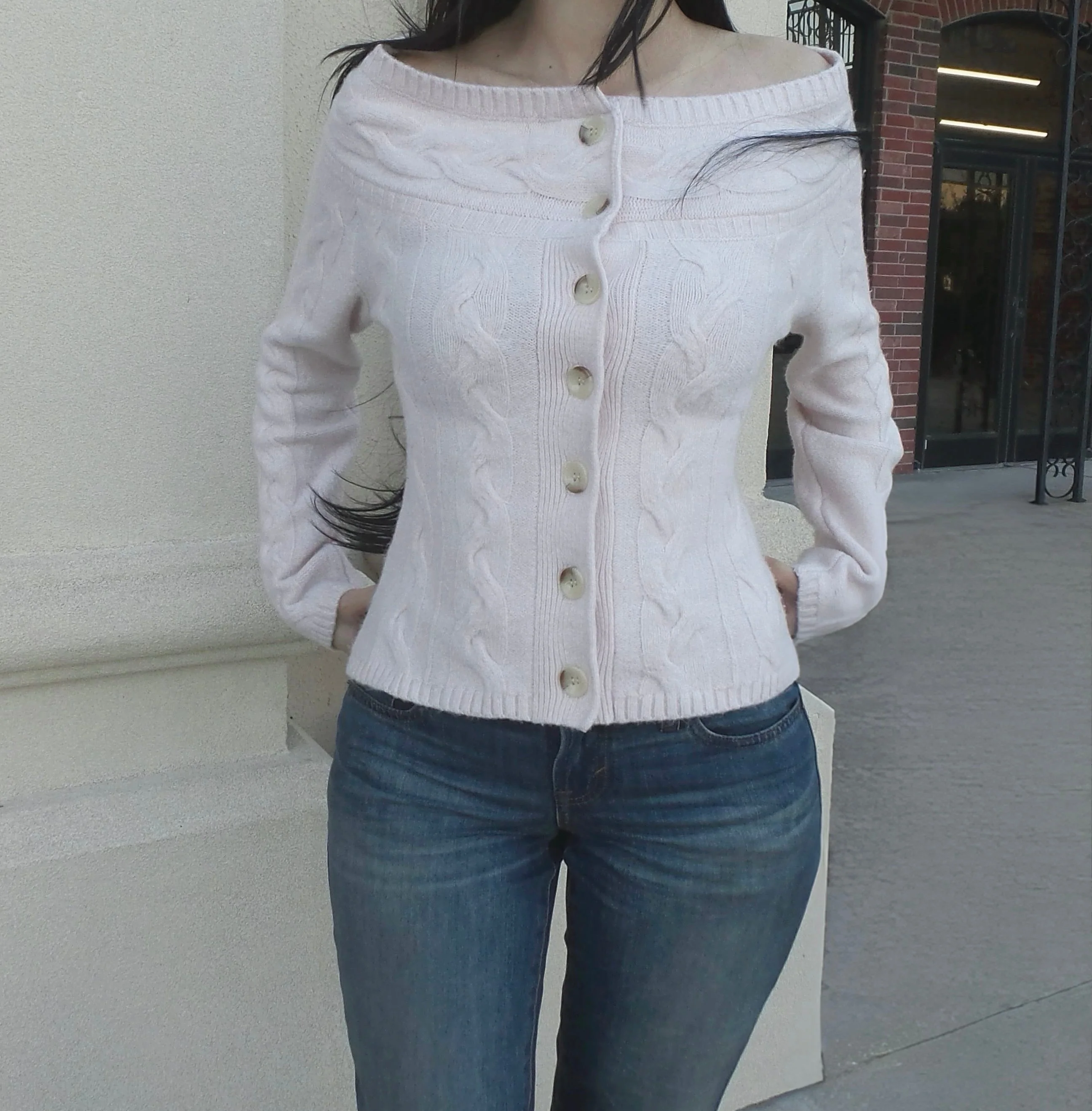 Light Pink Off The Shoulder Sweater - Image 5
